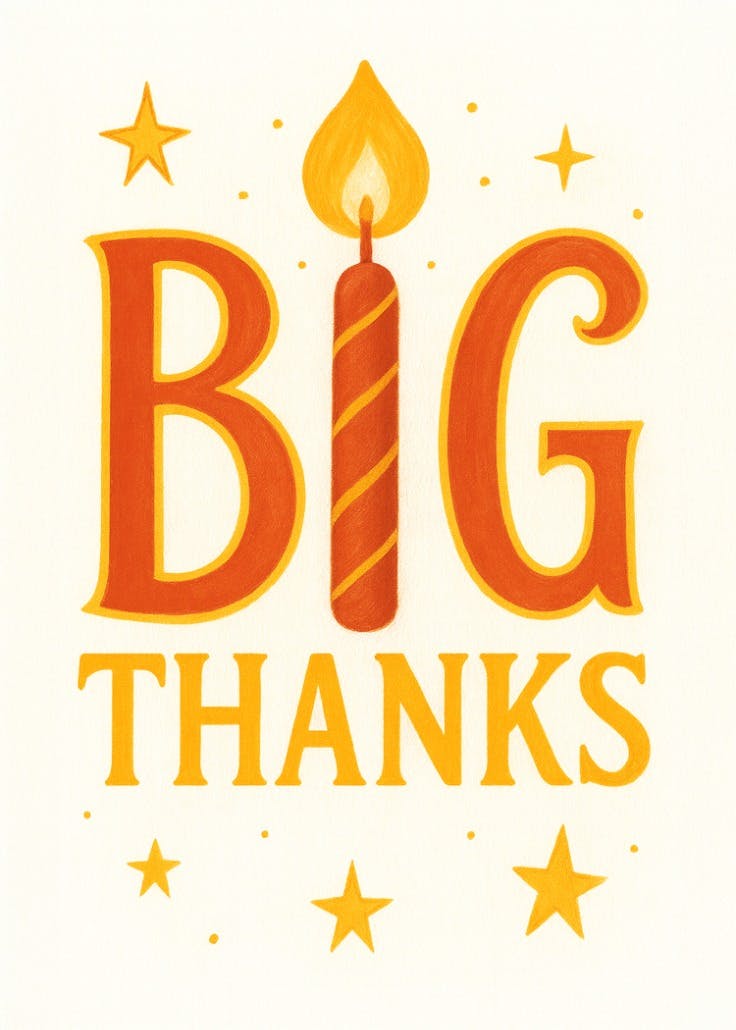 Big thanks - birthday thank you card